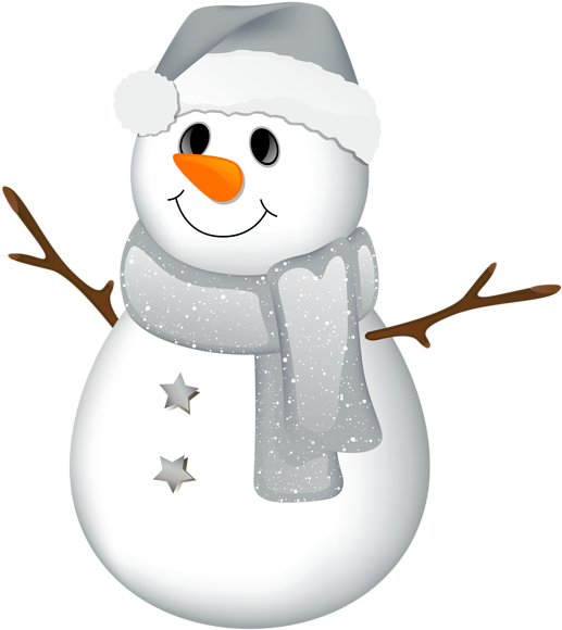 Cheerful Snowman Wearing Hatand Scarf Clipart PNG