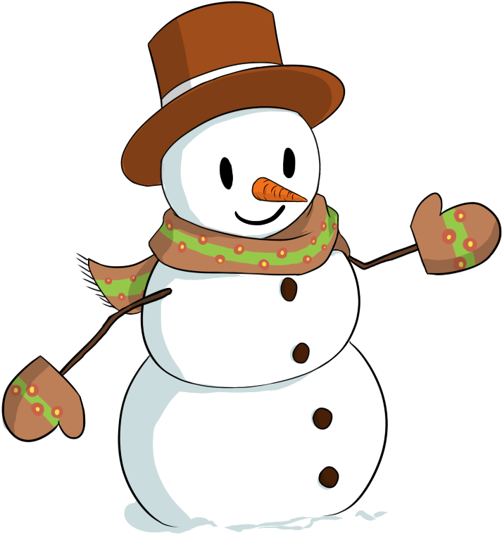 Cheerful Snowman Wearing Top Hat Clipart PNG