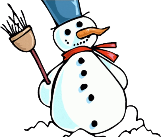 Cheerful Snowman With Broom Clipart PNG