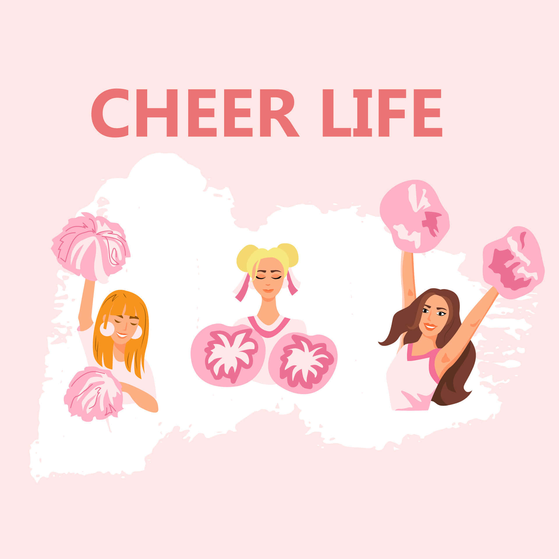 Cheerful Spirit Cheerleading Illustration Wallpaper