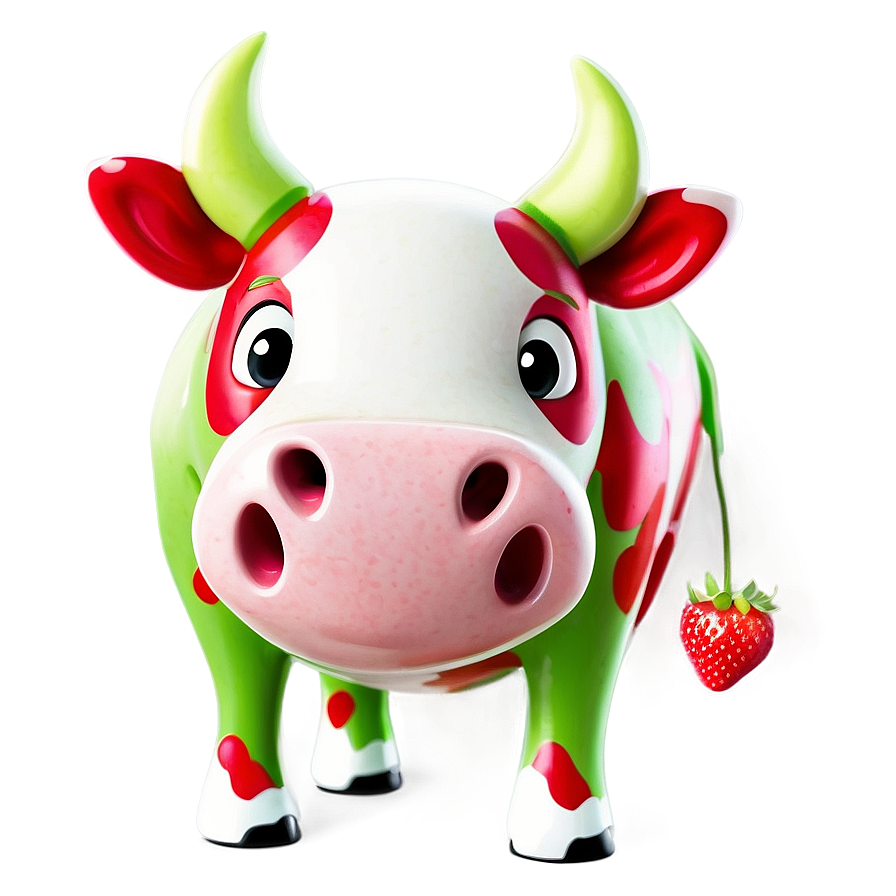 Cheerful Strawberry Cow Png Aua63 PNG