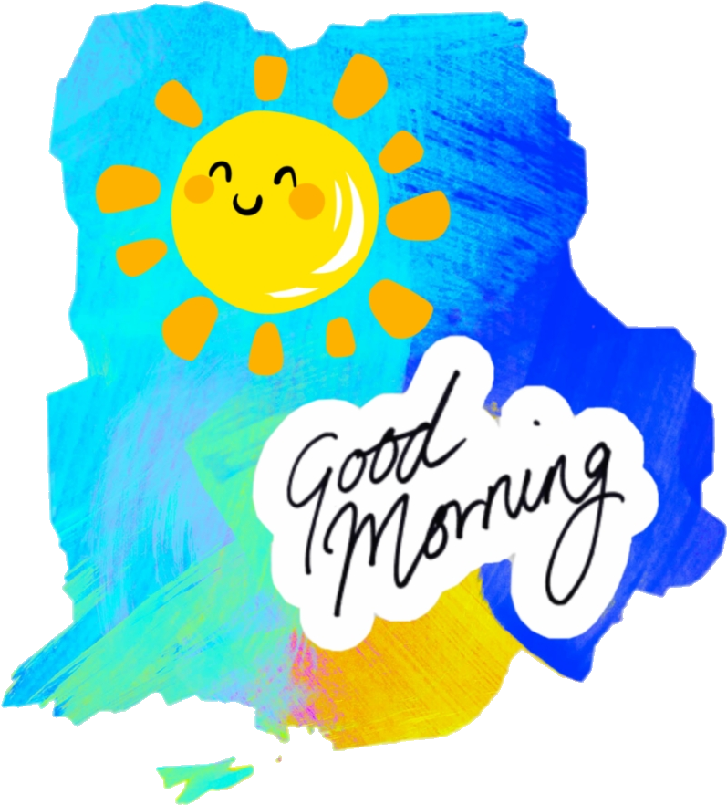 Cheerful Sun Good Morning Greeting PNG