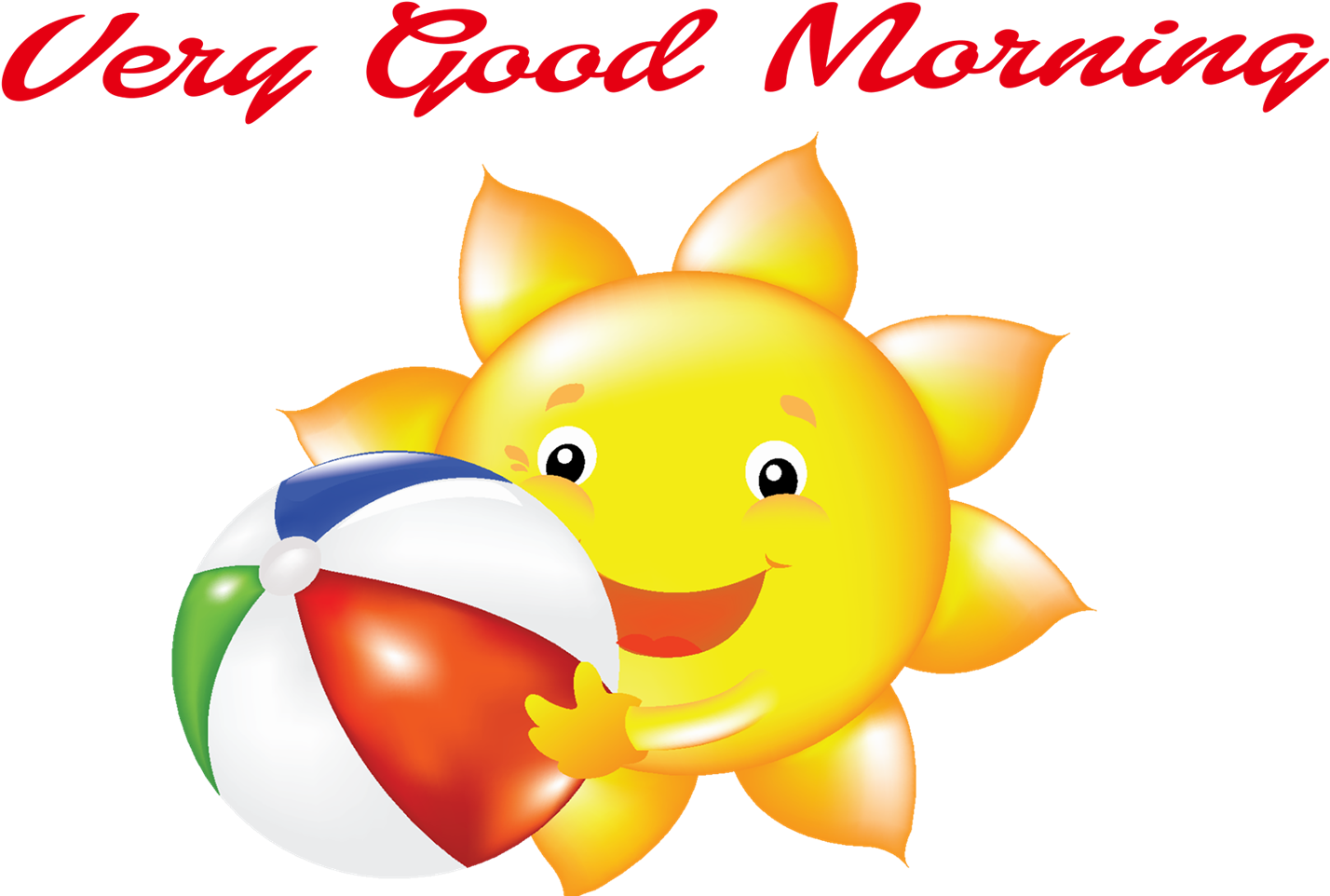 Cheerful Sun With Beach Ball Greeting PNG