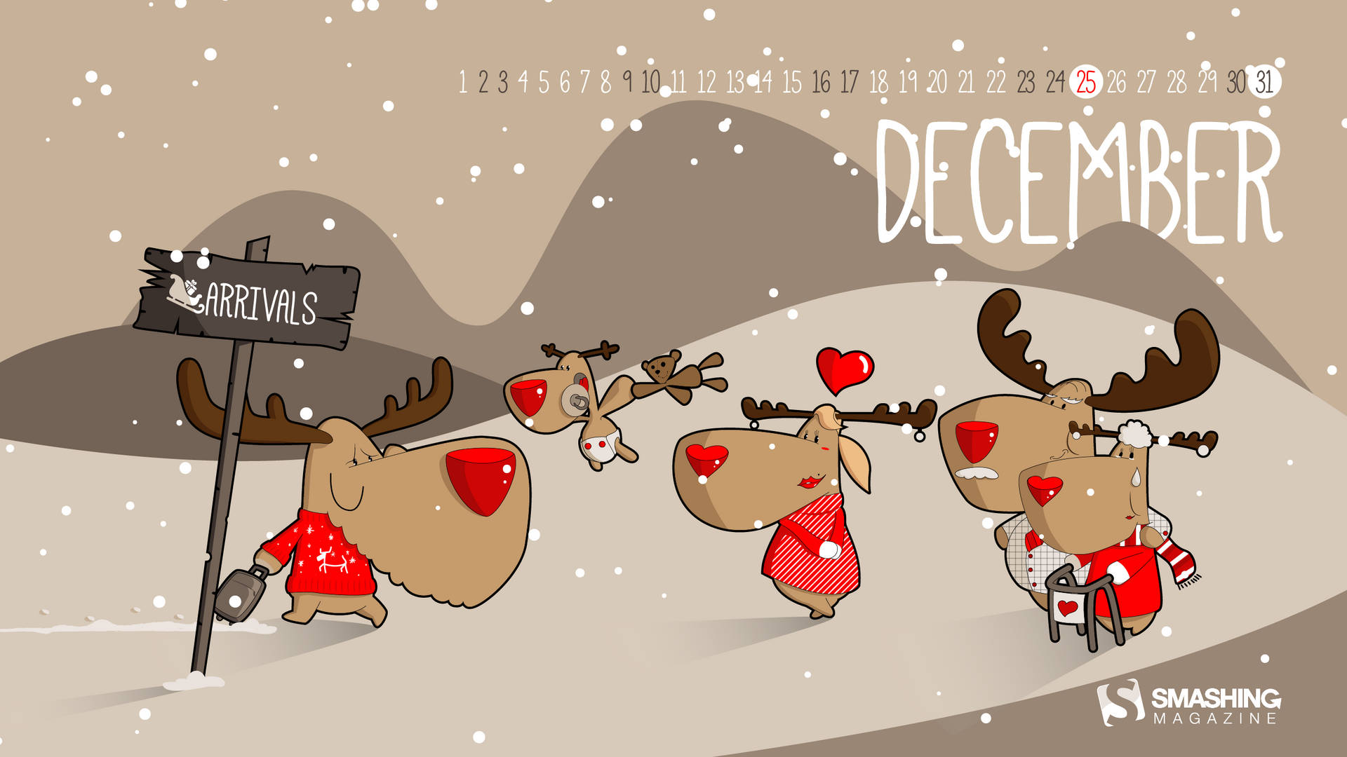 Deck your December desktop with this cheerful wallpaper! Wallpaper