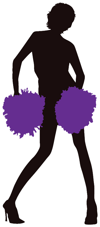 Cheerleader Silhouettewith Pom Poms PNG