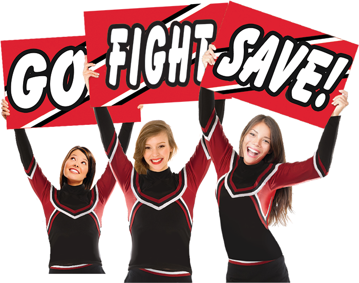 Cheerleaders Holding Go Fight Save Banners PNG