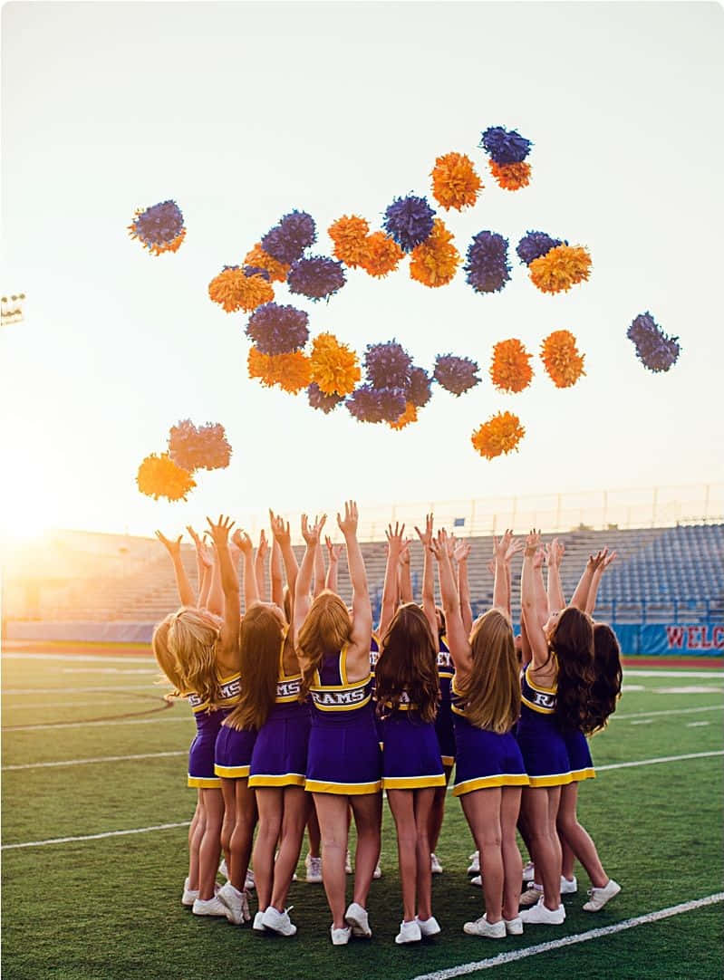 Cheerleaderblaue Gelbe Pom-poms Bild
