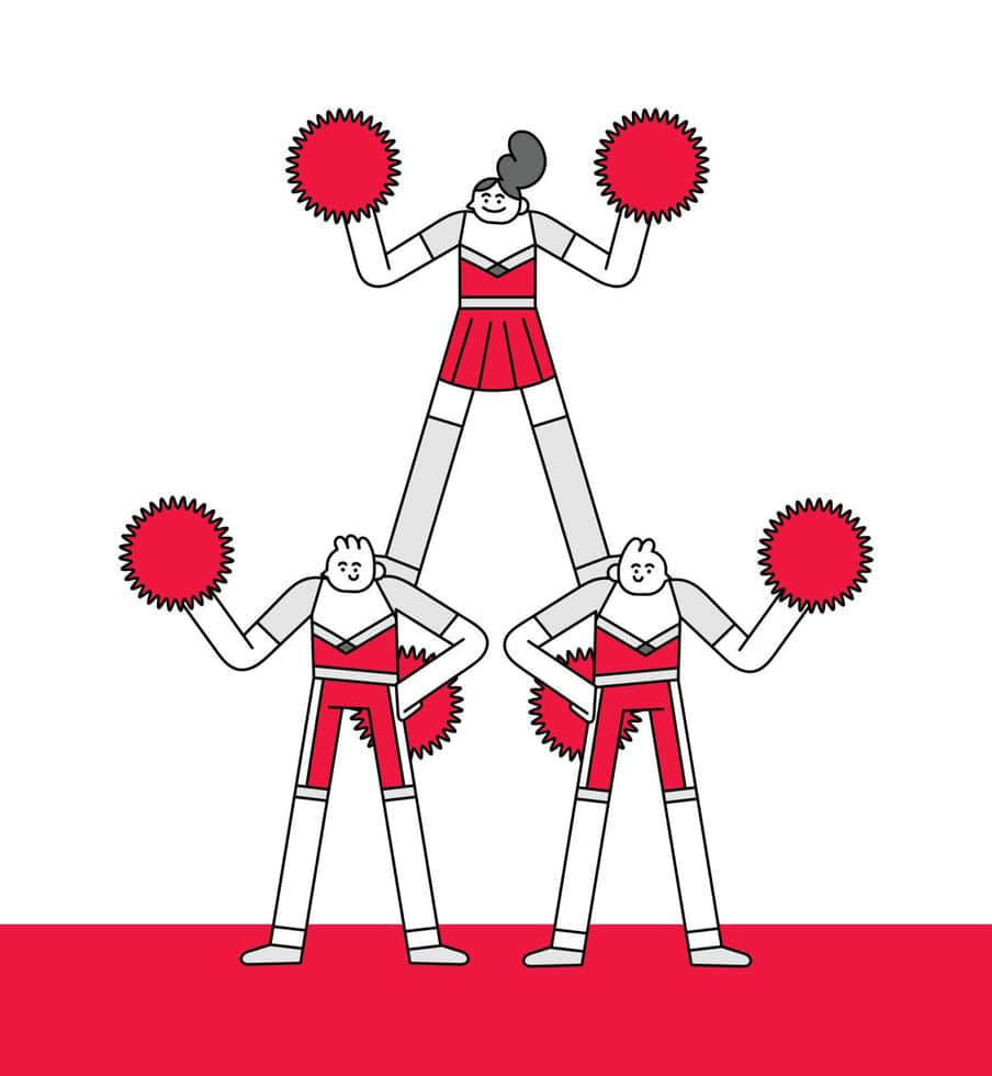 Cheerleading Pyramid Illustration Wallpaper