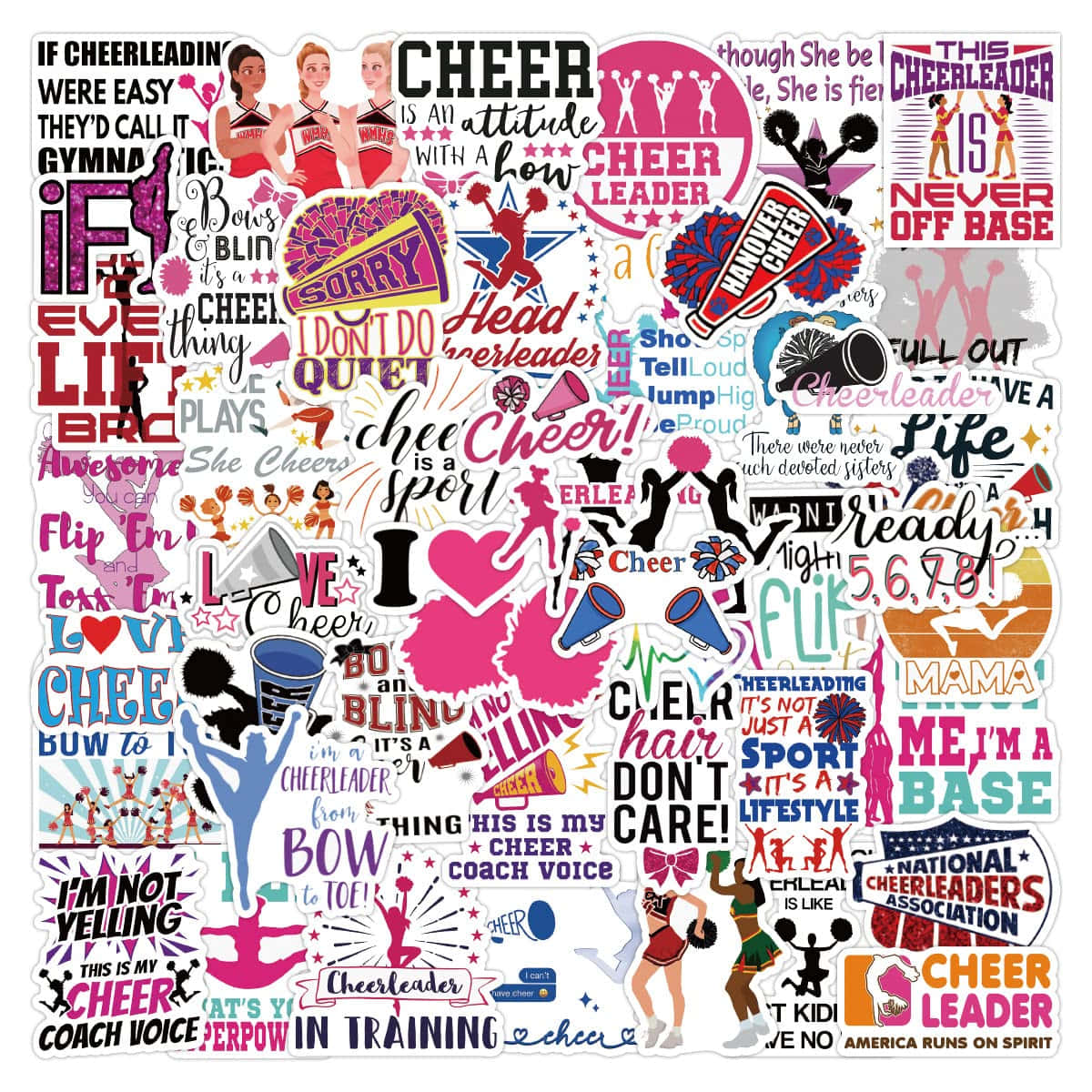 Cheerleading Themed Sticker Collage Wallpaper