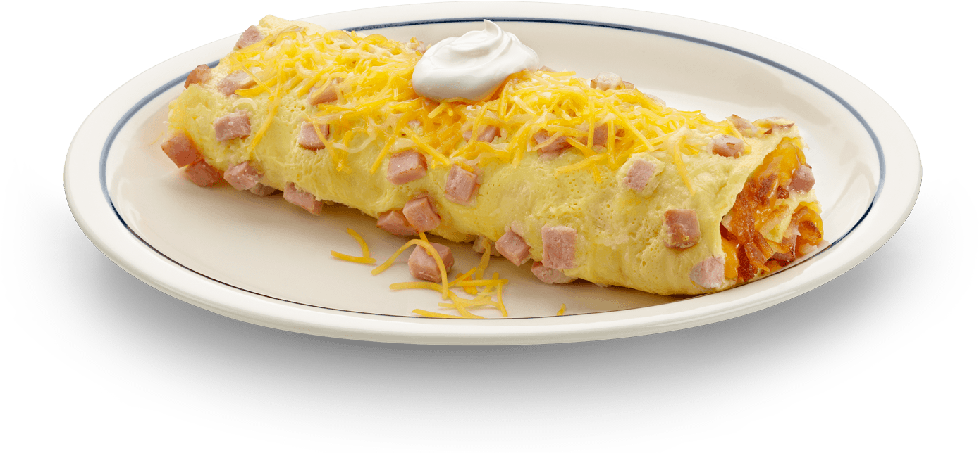 Cheese Ham Omelettewith Sour Cream PNG