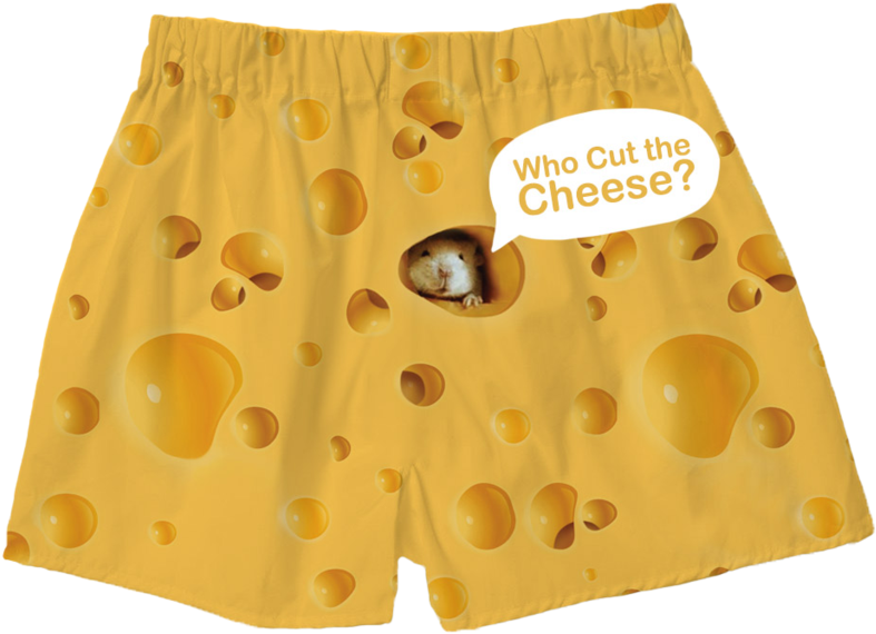 Cheese Print Boxerswith Funny Message PNG