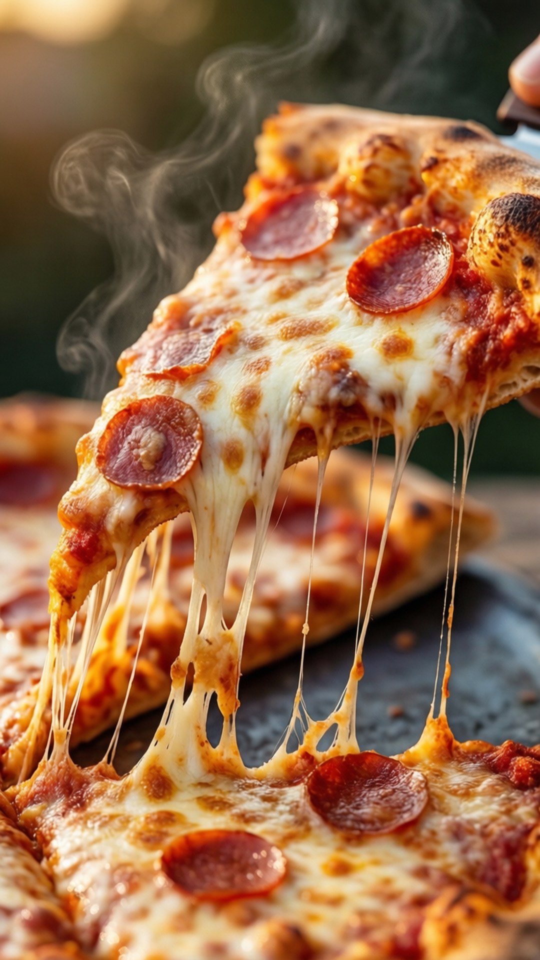 Et nærbilde av et ostetrekk fra en Domino's pizzabit.