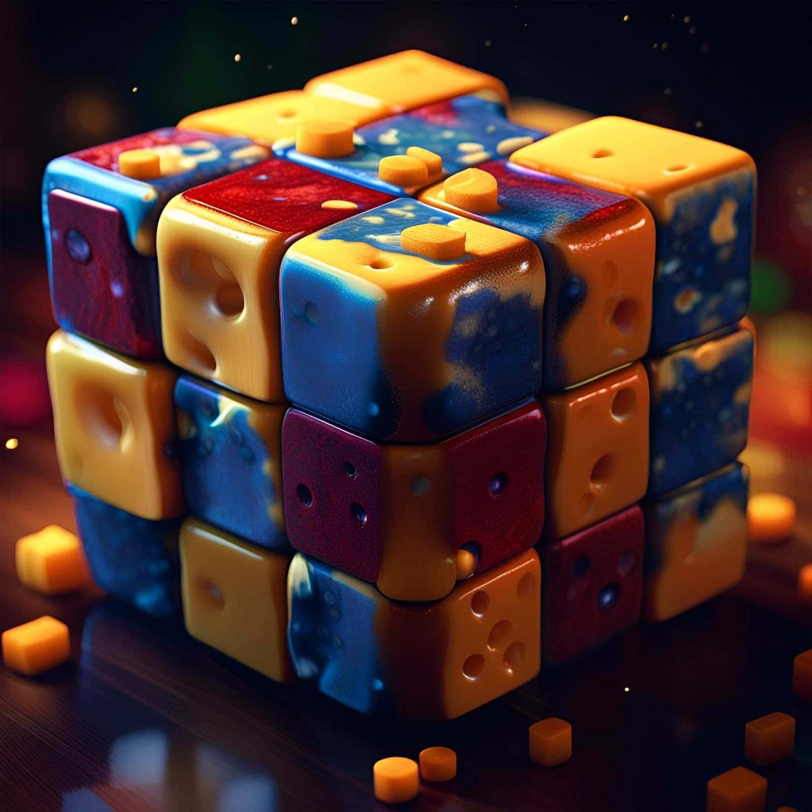 Cheeseand Dice Rubiks Cube Wallpaper