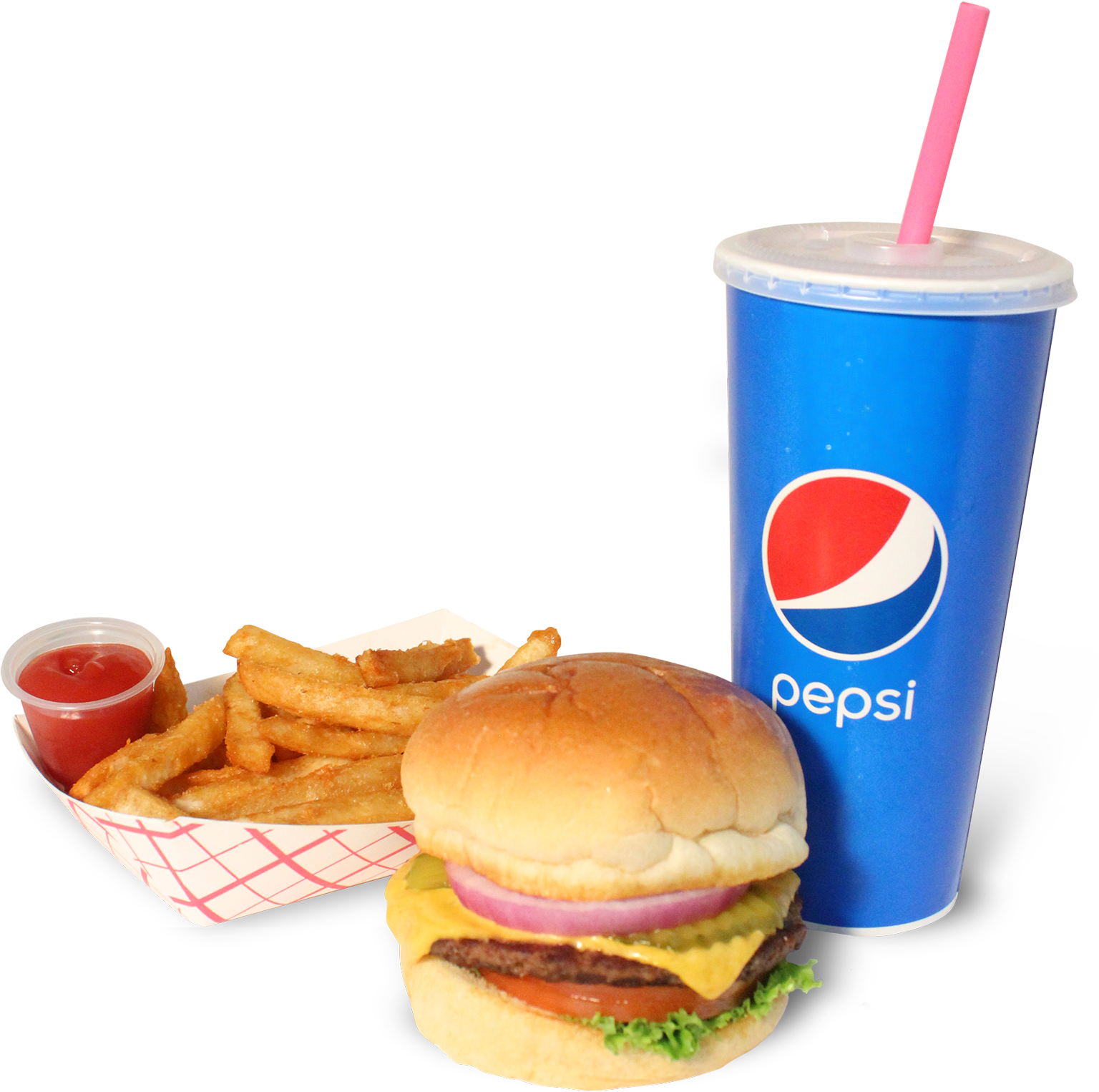 Cheeseburger Mealwith Pepsiand Fries.png PNG