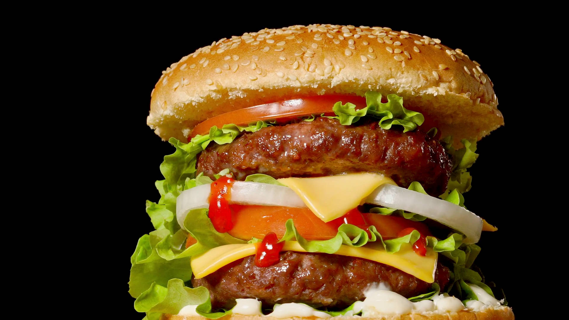 Cheeseburger On A Black Background Wallpaper