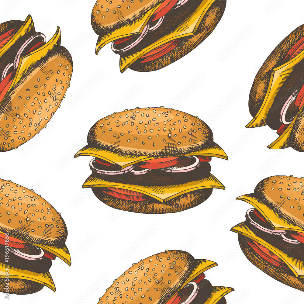 Cheeseburgernahtloses Muster Wallpaper