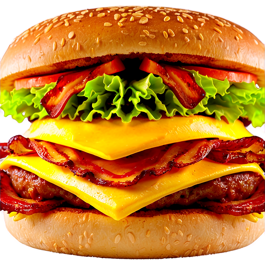 Cheeseburger With Bacon Strips Png 84 PNG