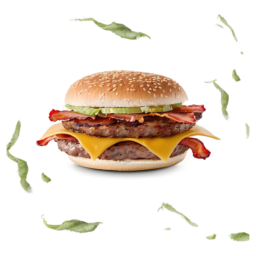 Cheeseburger With Bacon Strips Png Mjg PNG