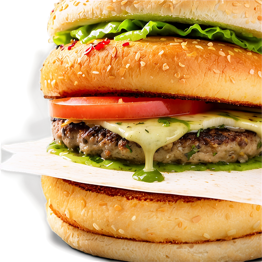 Cheeseburger With Chimichurri Sauce Png Lwy18 PNG