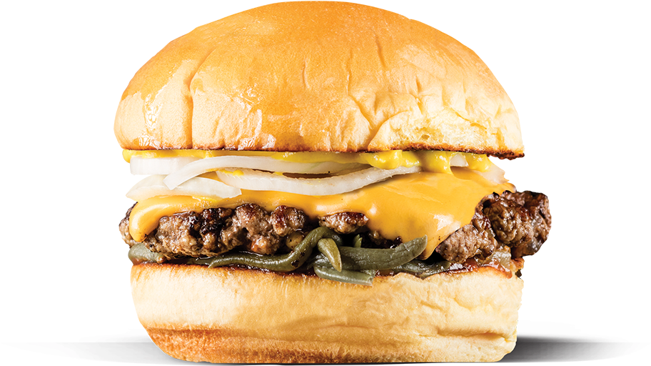 Cheeseburgerwith Onionsand Peppers PNG