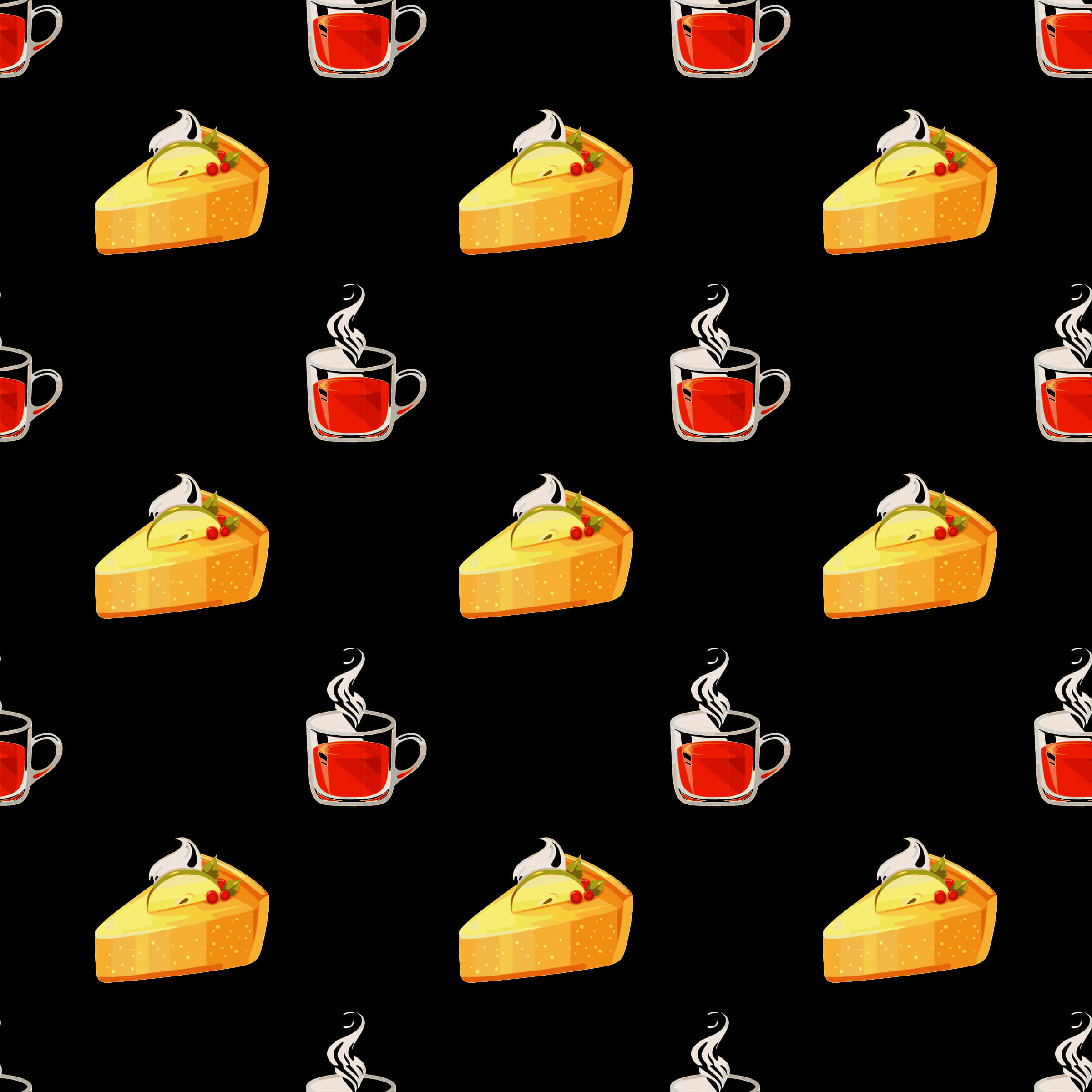 Cheesecakeand Tea Pattern PNG