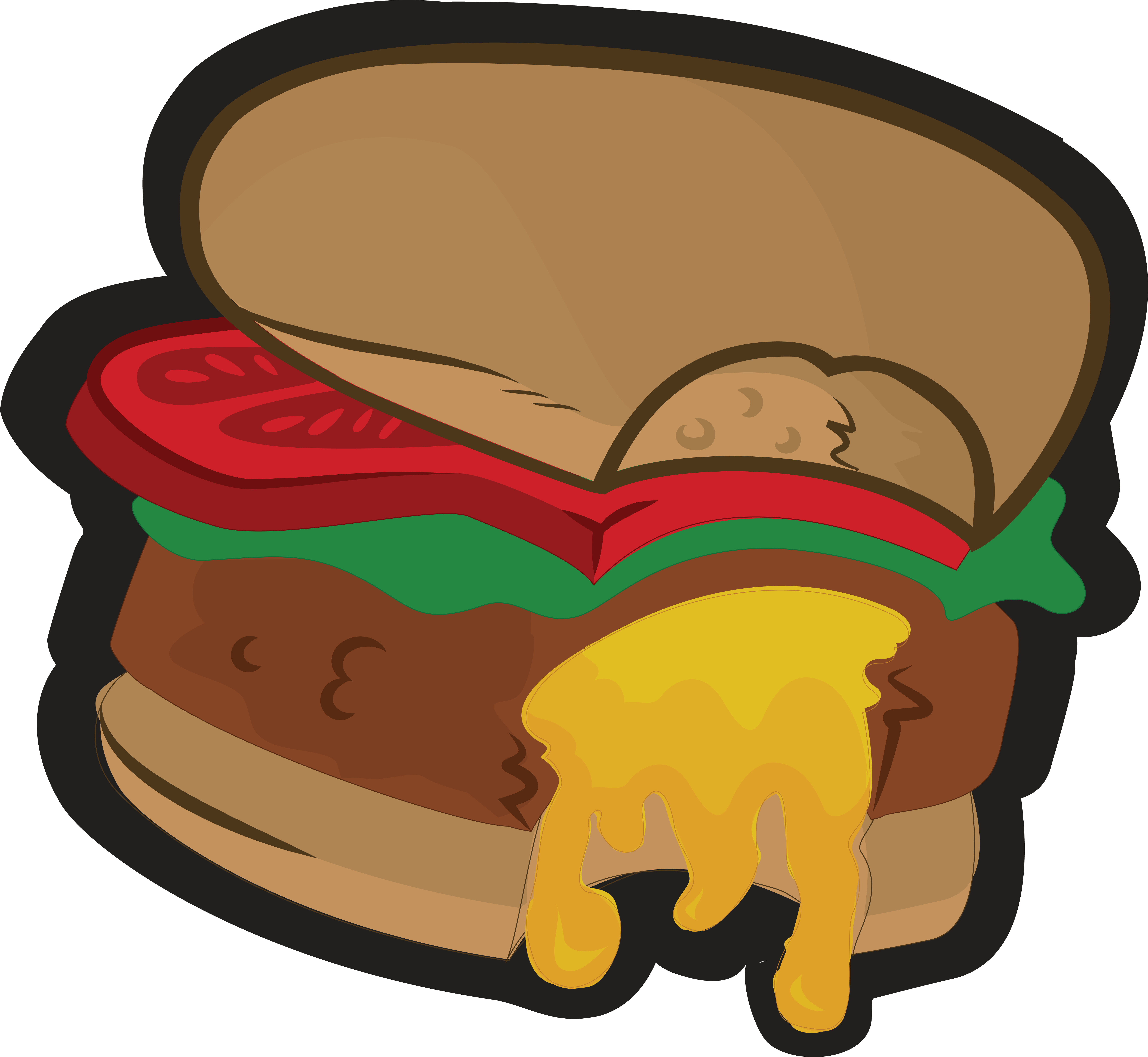 Cheesy Beef Burger Cartoon PNG