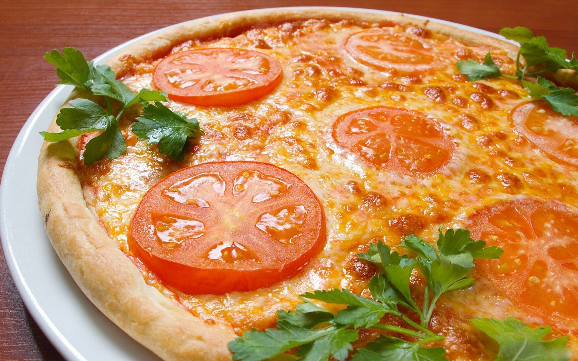 Cheesy Tomato Pizza Wallpaper