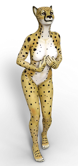 Cheetah Inspired Body Art Standing Pose PNG