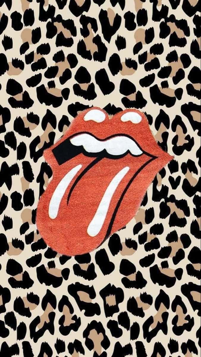 Luipaardprint Rolling Stones Tong Achtergrond