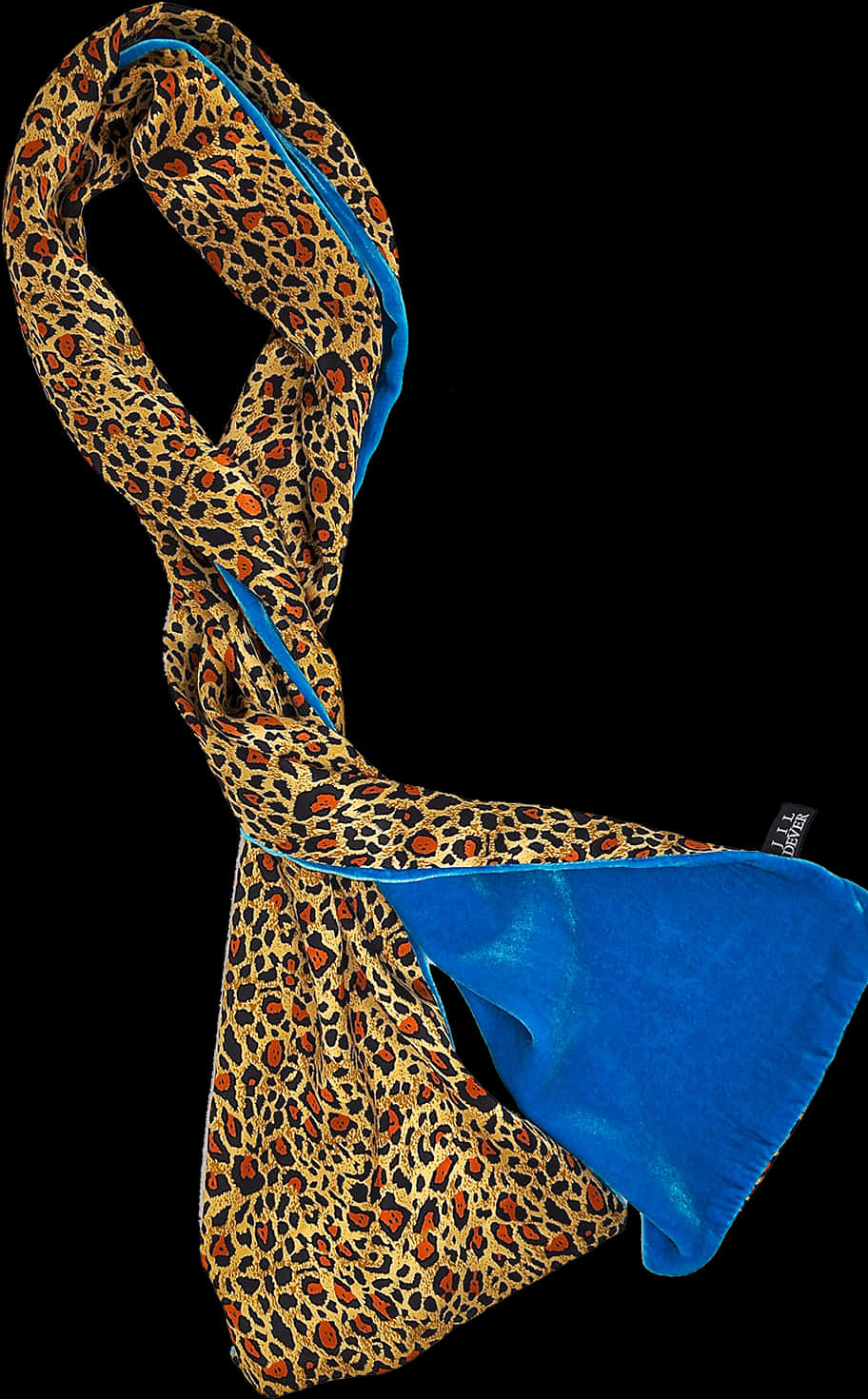 Cheetah Print Scarfwith Blue Trim PNG