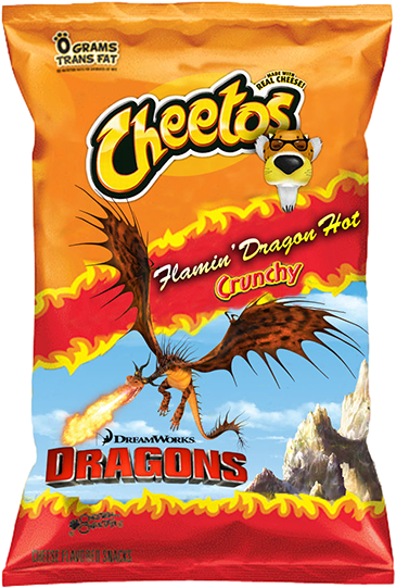Cheetos Flamin Dragon Hot Crunchy Snack Package PNG