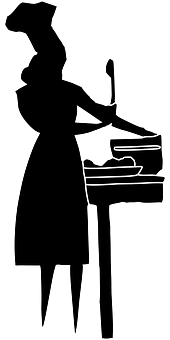 Chef At Stove Silhouette PNG