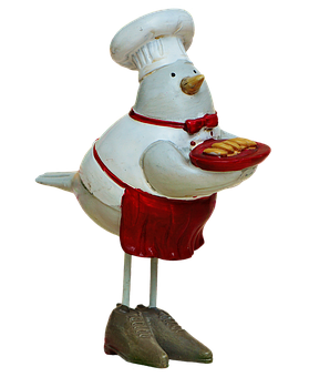 Chef Bird Holding Hotdog Sculpture PNG