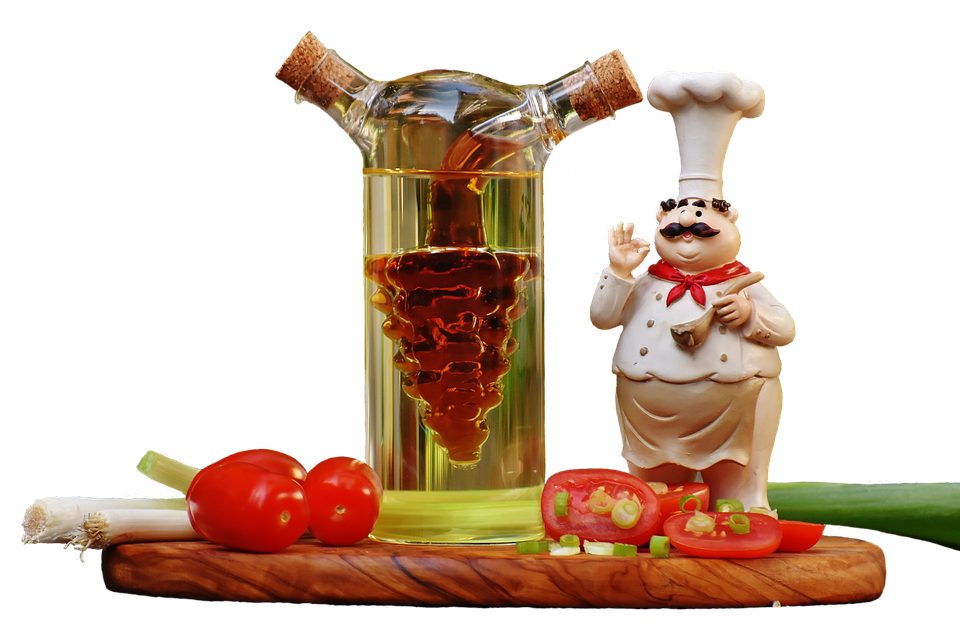 Chef Figurine Olive Oil Bottle PNG