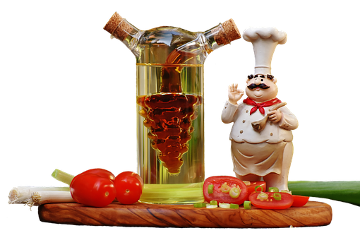 Chef_ Figurine_with_ Oil_and_ Vegetables PNG