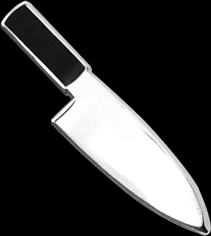 Chef Knife Black Handle Isolated PNG