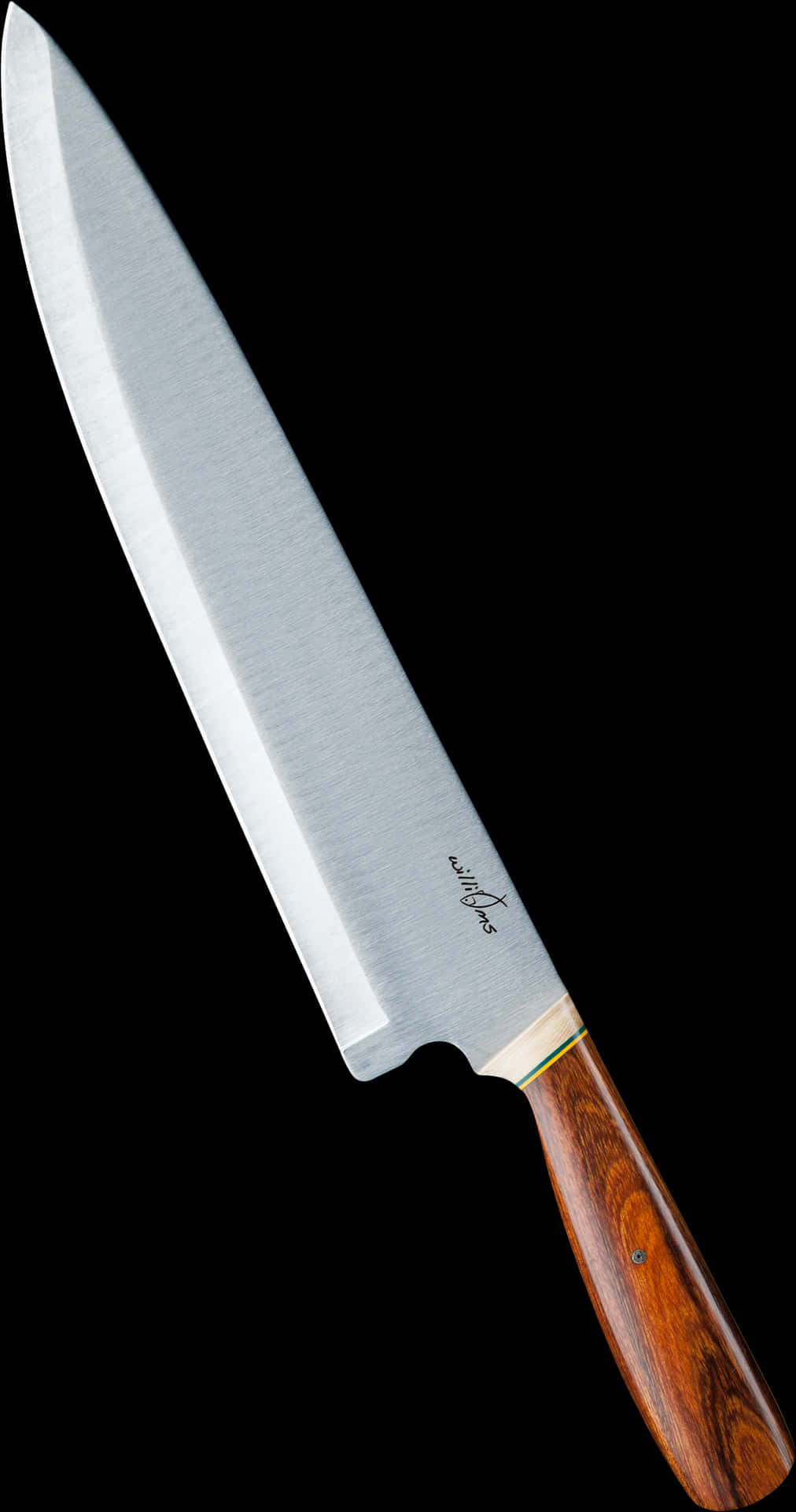 Chef Knife Wooden Handle Isolated PNG