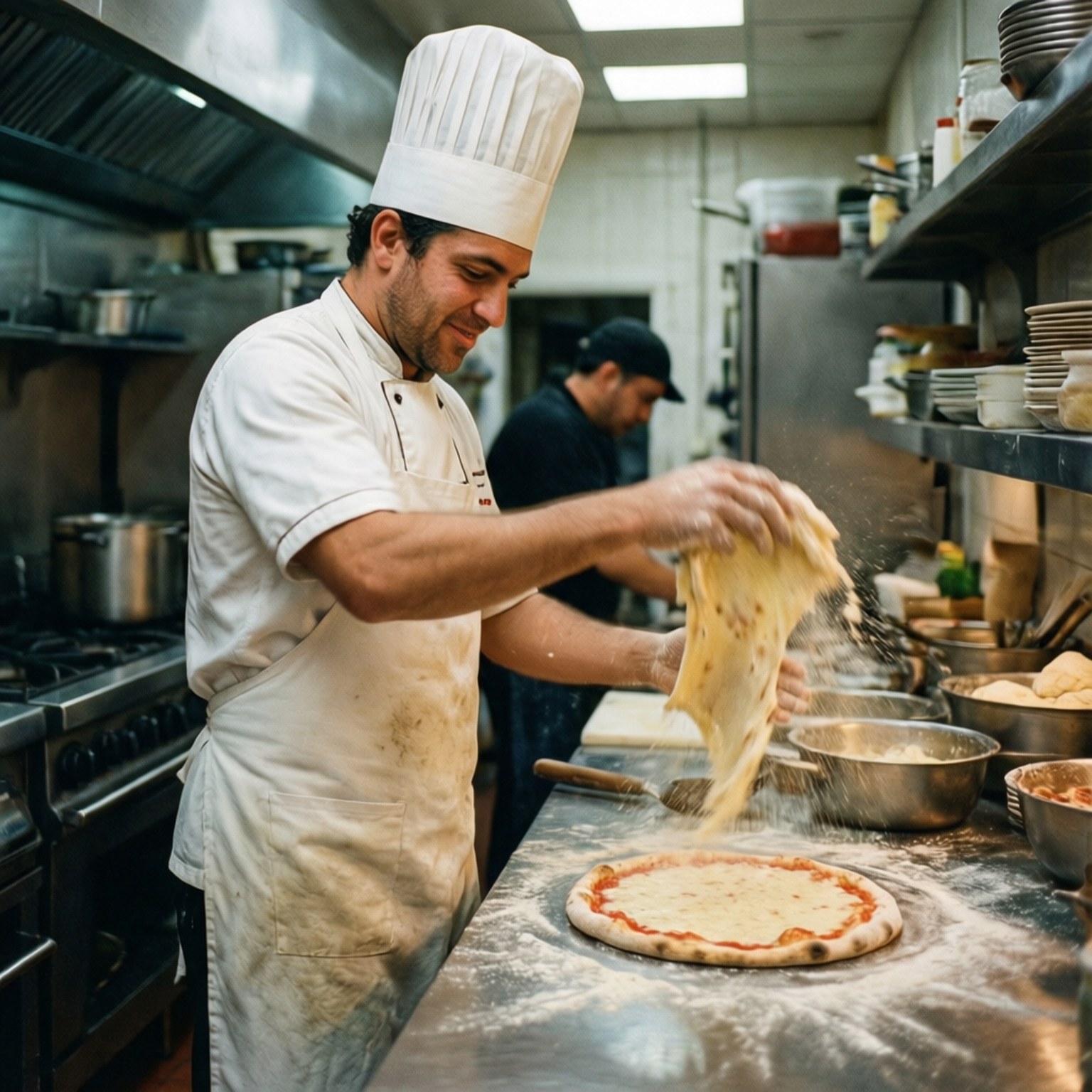 Luccas Neto lager pizza med stil, dynamisk actionbilde