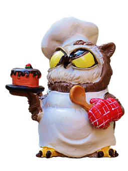 Chef Owl Holding Cake PNG