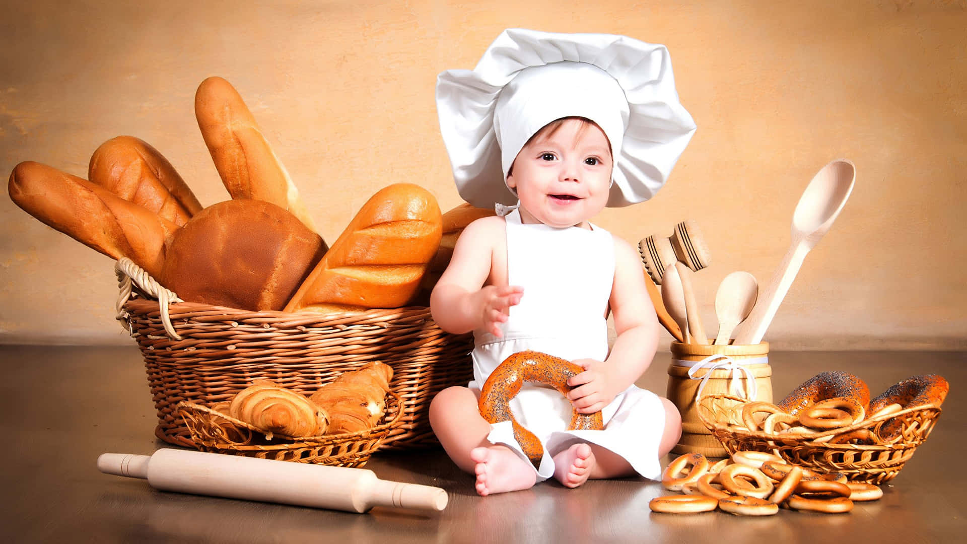 Imagende Un Bebé Usando Un Gorro De Chef