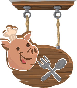 Chef Pig Signboard PNG