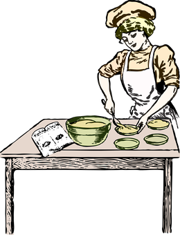 Chef Prepping Doughat Table PNG