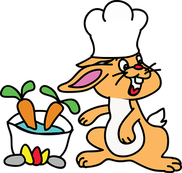 Chef Rabbit Cartoon Cooking Carrots PNG