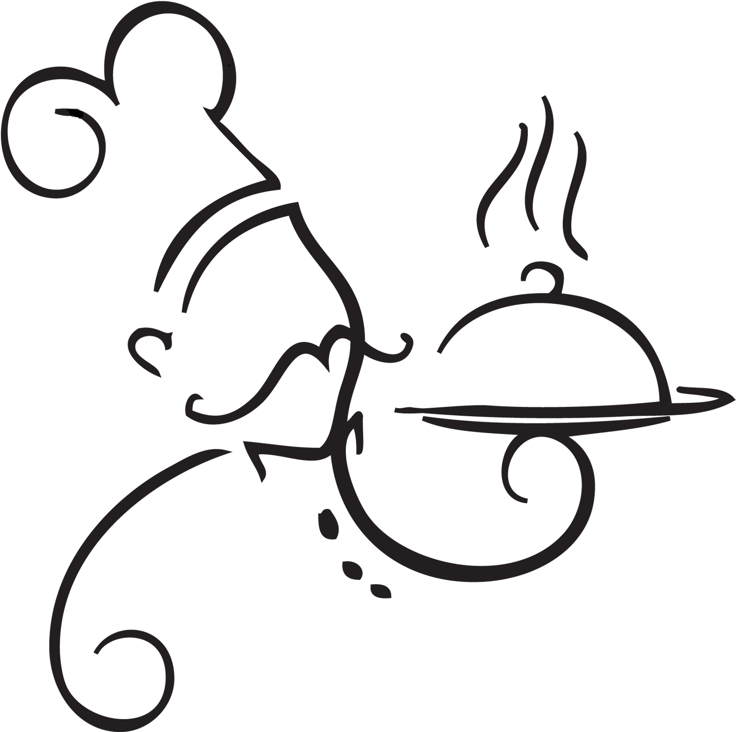 Chef Serving Dish Line Art PNG