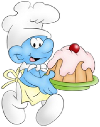 Chef Smurfwith Cake Illustration PNG
