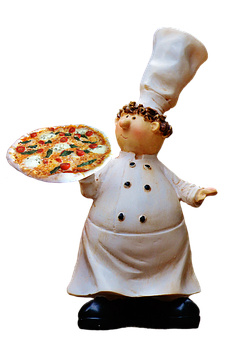 Chef_ Statue_ Holding_ Pizza PNG
