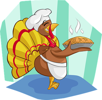 Chef Turkey Holding Pie PNG