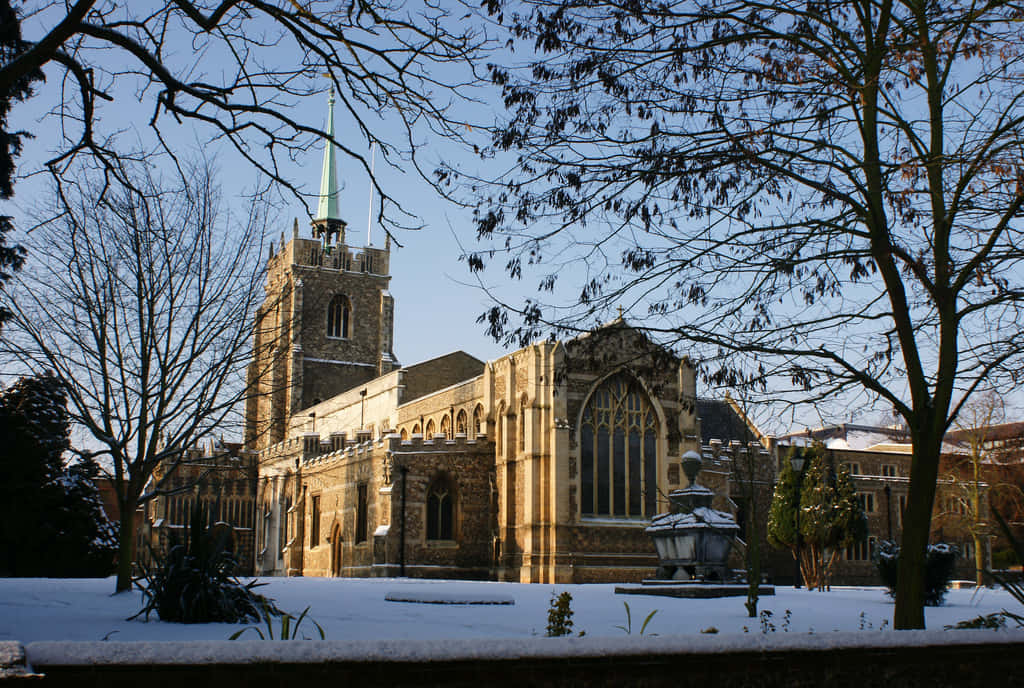 Chelmsford Cathedral Winter Scene Wallpaper