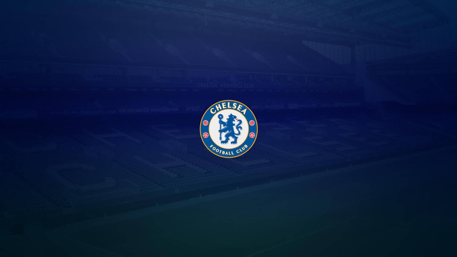 Chelsea Fc Logo On Football Field Wallpaper