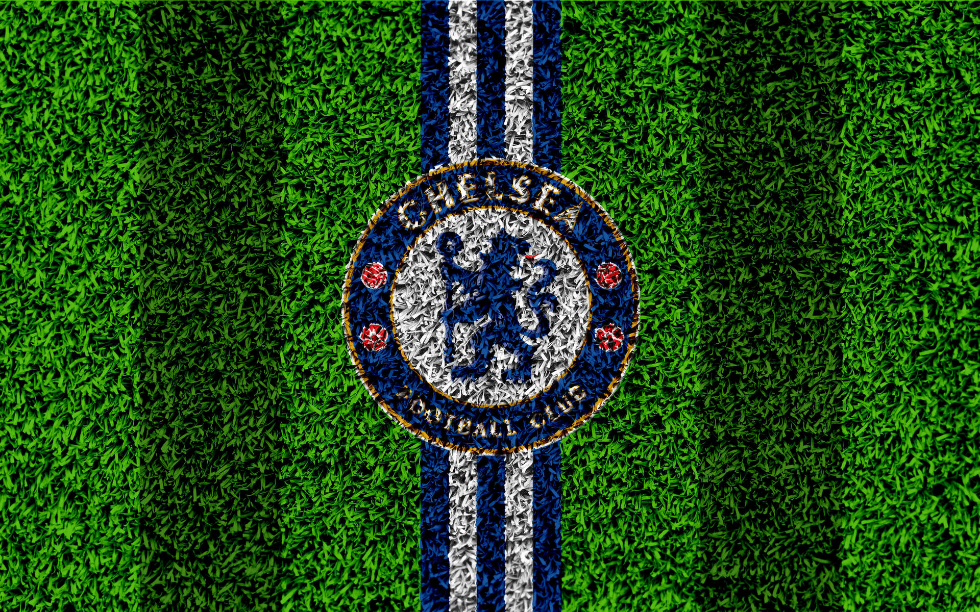 Chelsea Fc Logo On Grass Wallpaper